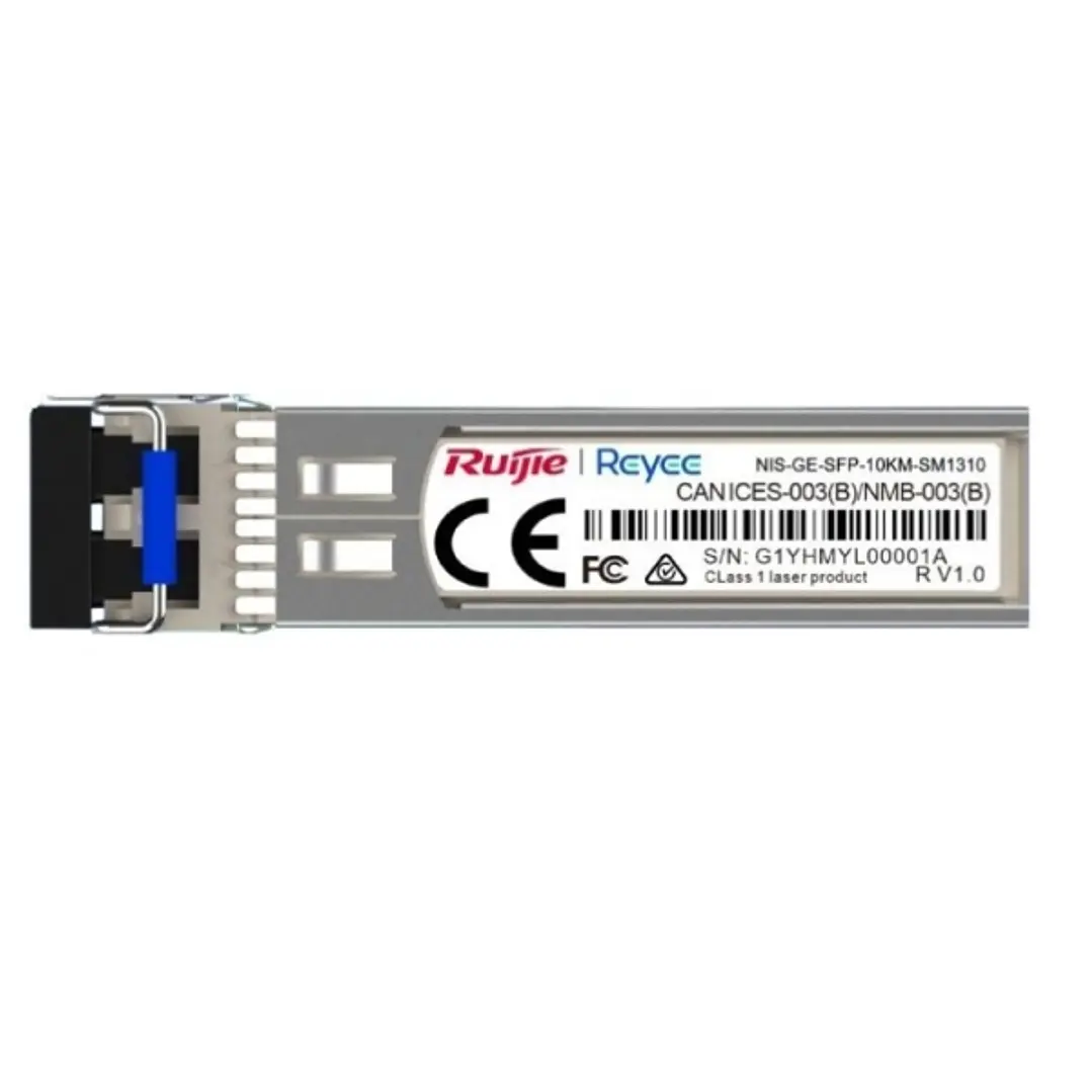 Ruijie NIS-GE-SFP-10KM-SM1310 Modulo Transceptor SFP - 1000Base-LX - Fibra Optica hasta 10km - Longitud de Onda de 1310nm - Color Acero 1