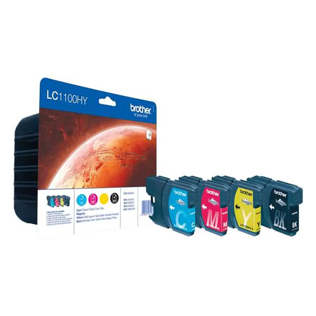 Brother LC1100XL Pack de 4 Cartuchos de Tinta Originales - LC1100HYVALBP 1