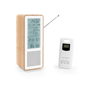 Thomson Altavoz Bluetooth con Estacion Meteorologica y Radio FM - Potencia Musical 15W - Pantalla Retroiluminada - Sonda Exterior Inalambrica - Color 