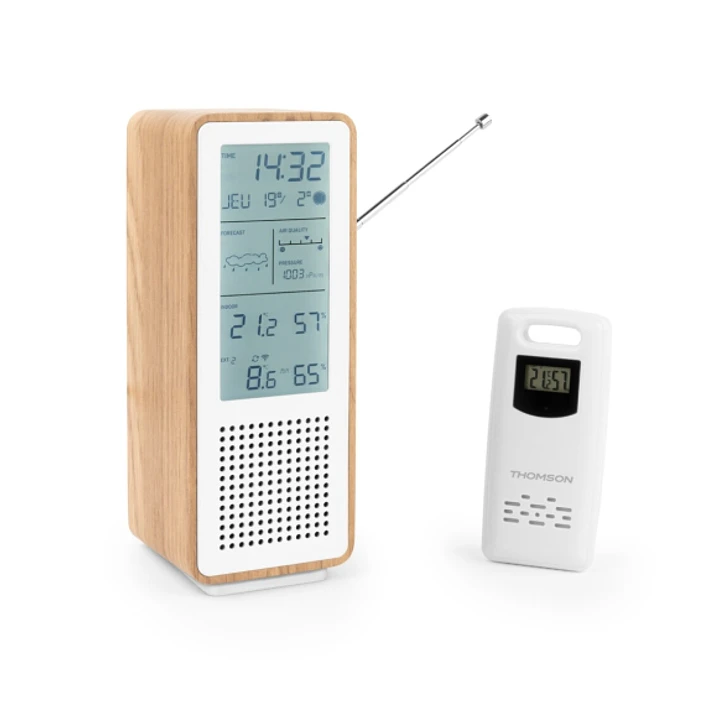 Thomson Altavoz Bluetooth con Estacion Meteorologica y Radio FM - Potencia Musical 15W - Pantalla Retroiluminada - Sonda Exterior Inalambrica - Color  1