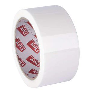Apli Precinto Basic Pp Acrilico - 48mm x 66m - Resistente al Agua y a la Rotura - Facil de Cortar - Blanco