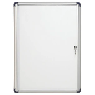 Bi-Office Vitrina para Anuncios o Carteles - Puerta Abatible con Cerradura - Tamaño 35.7 x 49cm - Superficie de Acero Lacado Magnetico - Color Alumini