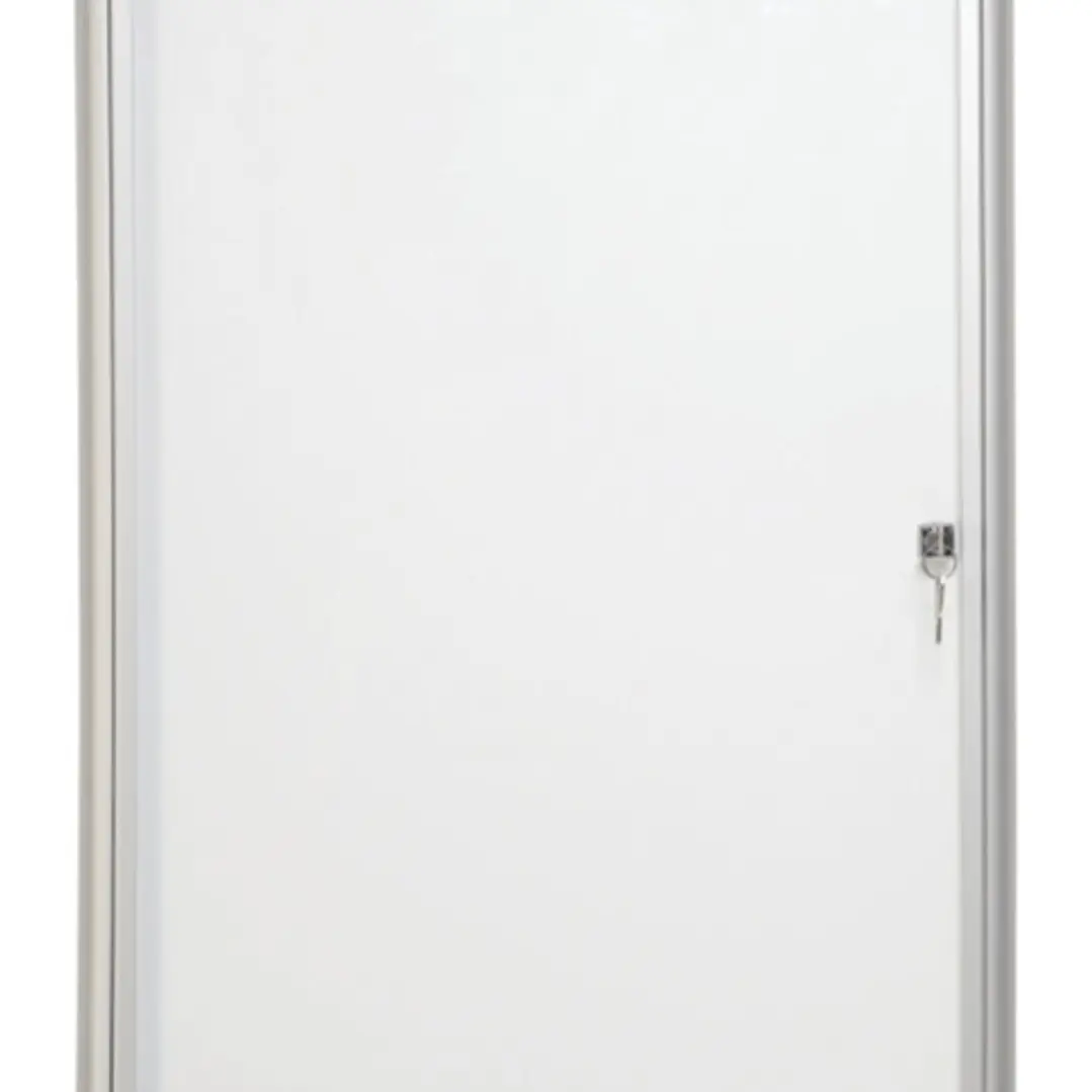 Bi-Office Vitrina para Anuncios o Carteles - Puerta Abatible con Cerradura - Tamaño 35.7 x 49cm - Superficie de Acero Lacado Magnetico - Color Alumini 1