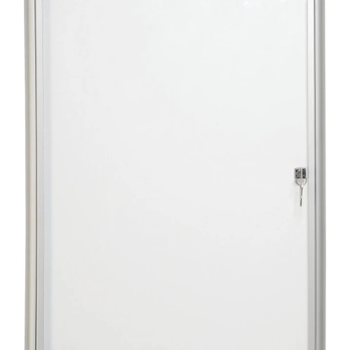 Bi-Office Vitrina para Anuncios o Carteles - Puerta Abatible con Cerradura - Tamaño 35.7 x 49cm - Superficie de Acero Lacado Magnetico - Color Alumini 1