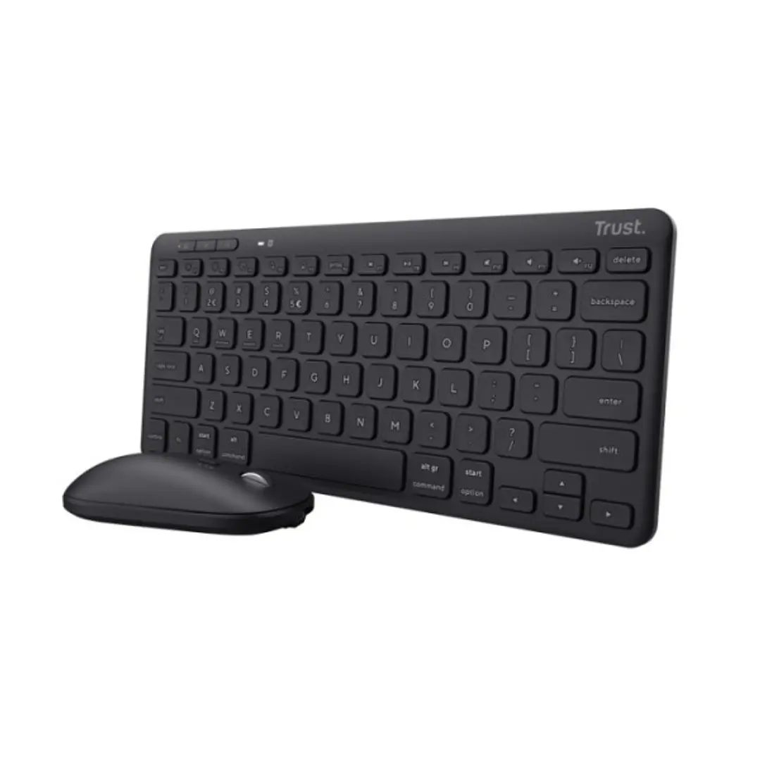 Trust Lyra Pack de Teclado y Mouse Inalambrico Bluetooth - Multidispositivo - Uso Ambidiestro - Color Negro 1
