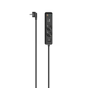 Hama Regleta Alimentacion con 5 Tomas - Potencia Maxima 3680W - Cable 1.4m - 2x Schuko - 2x USB-C - 1x USB-A - Interruptor de Encendido - Enchufe Schu