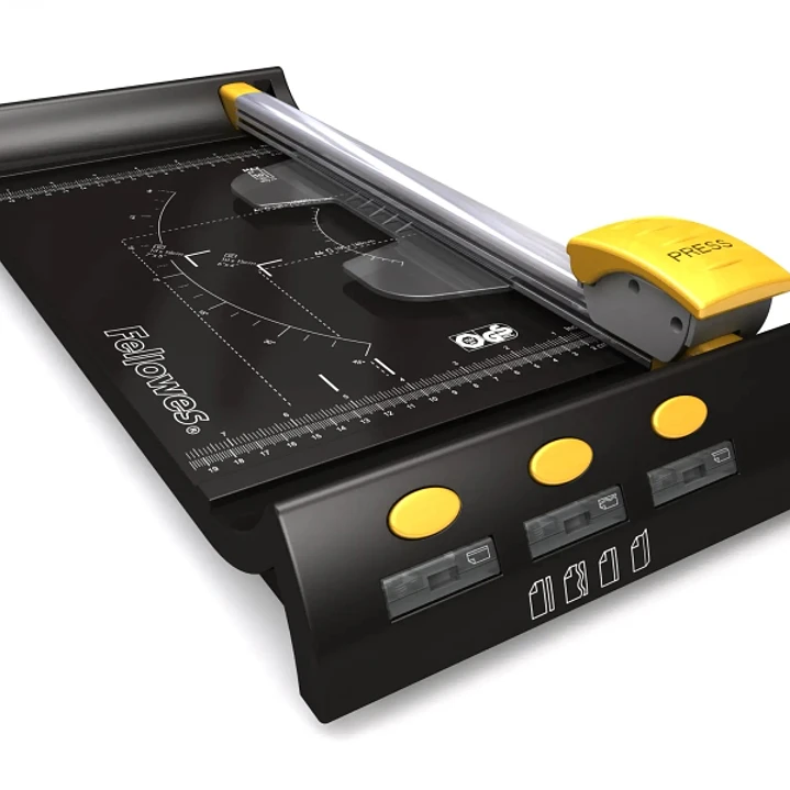 Fellowes Neutron Cizalla de Papel - Formato A4 - Cuchilla Retractil - Pinza - Guias de Corte - Capacidad de Corte hasta 10 Hojas - 8x22.5x47.5cm - Col 1