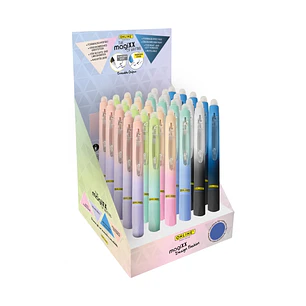 Online MagiXX Design Fashion Expositor con 30 Boligrafos de Tinta Gel Borrable - Retractil - Trazo de 0.7mm - Cartucho Reemplazable - Tinta Azul - Uso