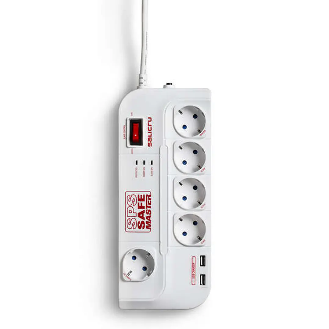 Salicru Regleta SPS SAFE Master Protectores Electricos Activos de Ultima Generacion - 5 Tomas Schuko - Color Blanco 1