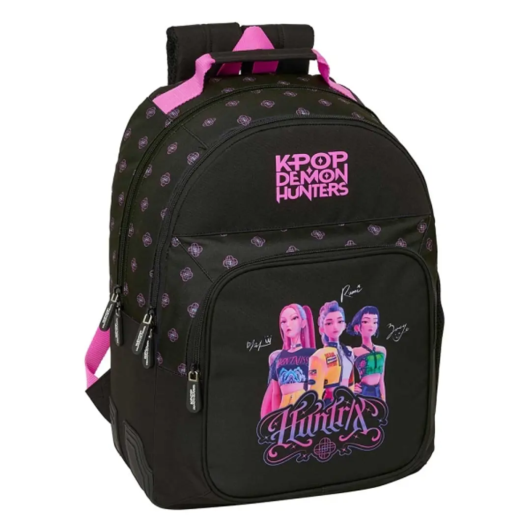 Safta K-Pop Demon Hunters Mochila - Adaptable a Carro - Bolsillo Frontal - Portabotellas - Cremallera con Doble Tirador - Asa de Mano - Hombreras y Es 1