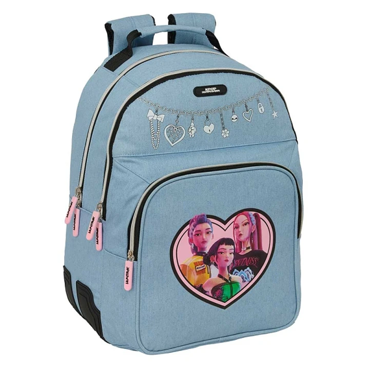 Safta K-Pop Demon Hunters Huntr/X Mochila - Adaptable a Carro - Bolsillo Frontal - Portabotellas - Cremallera con Doble Tirador - Asa de Mano - Espald 1