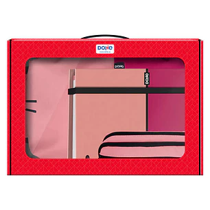 Dohe Pack Mochila, Carpeta y Portatodo Duo - Maletin Regalo 365x515x105mm - Carpeta A4 Recambio - Mochila 3 Compartimentos Grande - Portatodo Triple