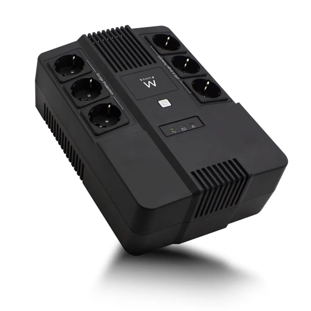 Ewent SAI Interactivo 700VA/390W - 6x Schuko - Toma Tierra - Funcion AVR - Notificacion Sonora y LED - Proteccion Electrica - Bateria de 12V / 7Ah Ree 1