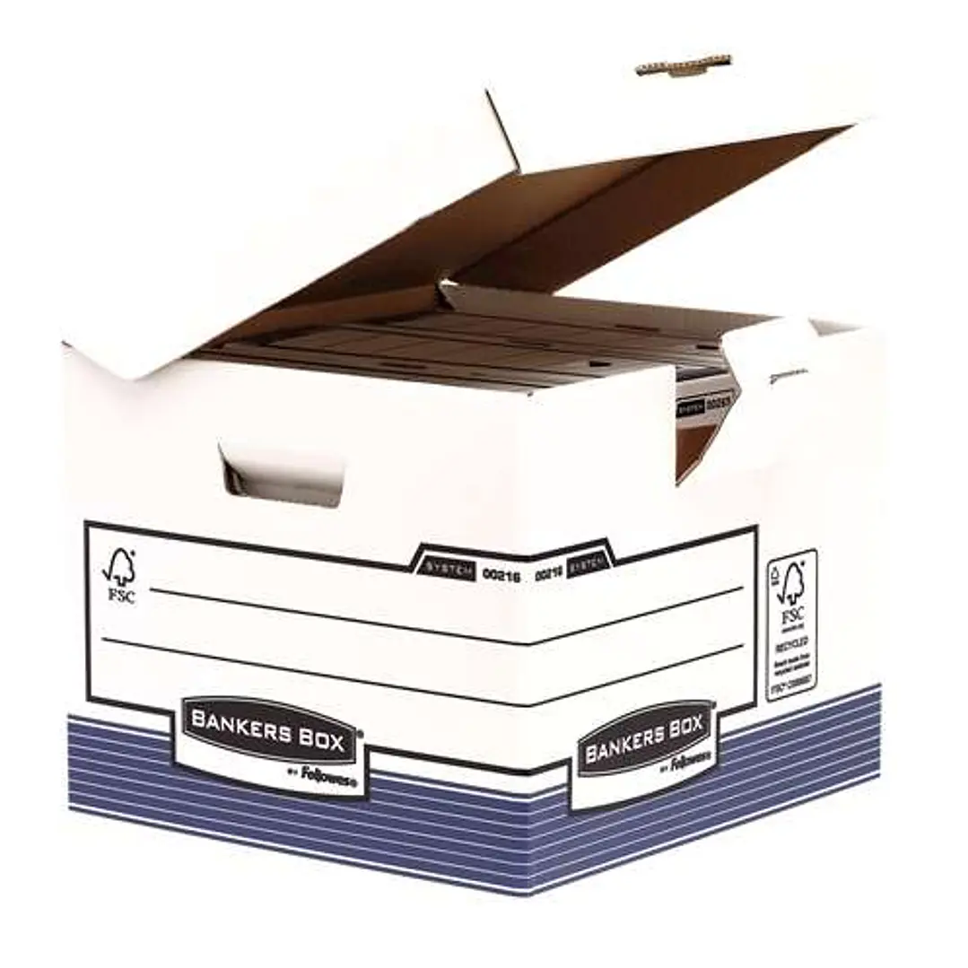 Fellowes Bankers Box Contenedor de Archivos - Tapa Fija - Montaje Automatico Fastfold - Carton Reciclado Certificacion FSC 1