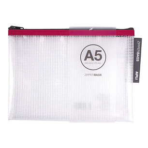 Apli Sobres Porta-Todo de Goma Eva Transparente - Tamaño A5 (235x175mm) - Suaves, Resistentes y Duraderos - Cierre de Cremallera - Colores Surtidos