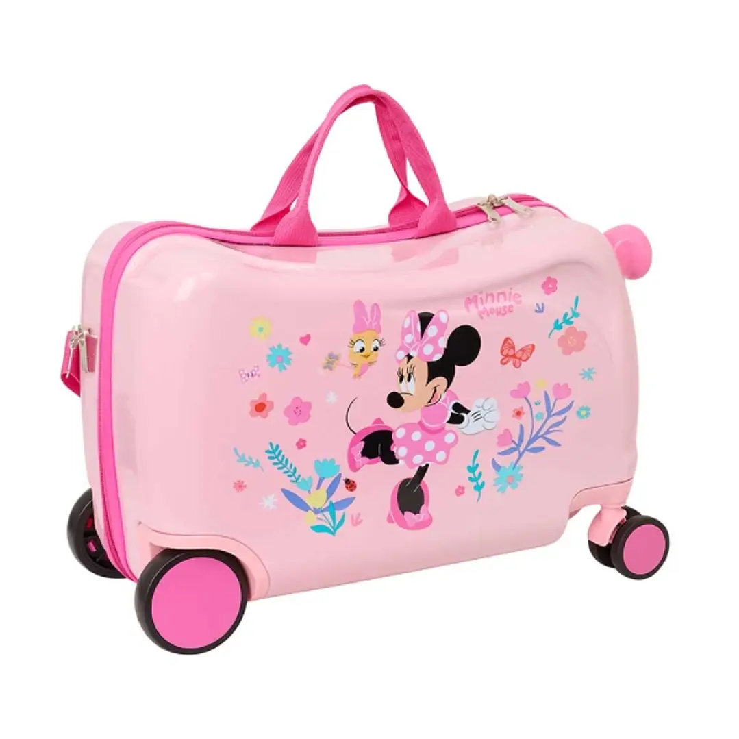 Safta Minnie Mouse Baby Maleta Trolley Infantil - Reposapies - Bandolera Ajustable - Asas de Mano - Tiradores con Ranura para Candado - Interior Forra 1