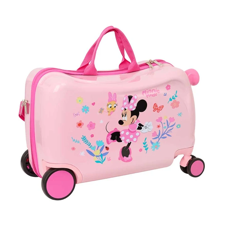Safta Minnie Mouse Baby Maleta Trolley Infantil - Reposapies - Bandolera Ajustable - Asas de Mano - Tiradores con Ranura para Candado - Interior Forra 1