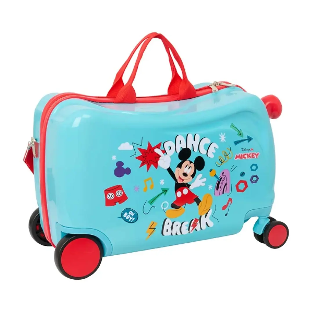Safta Mickey Mouse Baby Maleta Trolley Infantil - Reposapies - Bandolera Ajustable - Asas de Mano - Tiradores con Ranura para Candado - Interior Forra 1