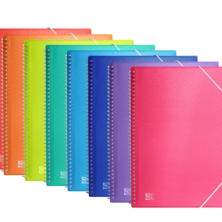 Oxford Urban A4 Carpeta de 40 Fundas con Espiral - Fundas de 50mic - Tapa de Plastico Translucido - Cierre de Gomas - Colores Surtidos 1