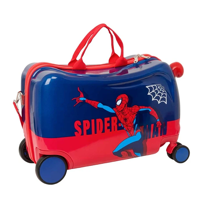 Safta Spider-Man Maleta Trolley Infantil - Reposapies - Bandolera Ajustable - Asas de Mano - Tiradores con Ranura para Candado - Interior Forrado - 44 1