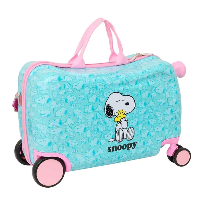 Safta Snoopy Maleta Trolley Infantil - Reposapies - Bandolera Ajustable - Asas de Mano - Tiradores con Ranura para Candado - Interior Forrado - 44x27x 1