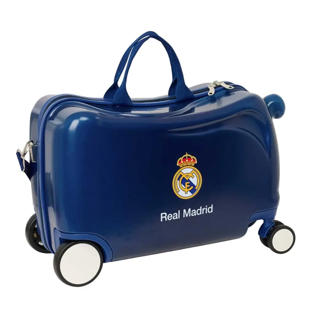 Safta Real Madrid Maleta Trolley Infantil - Reposapies - Bandolera Ajustable - Asas de Mano - Tiradores con Ranura para Candado - Interior Forrado - 4 1