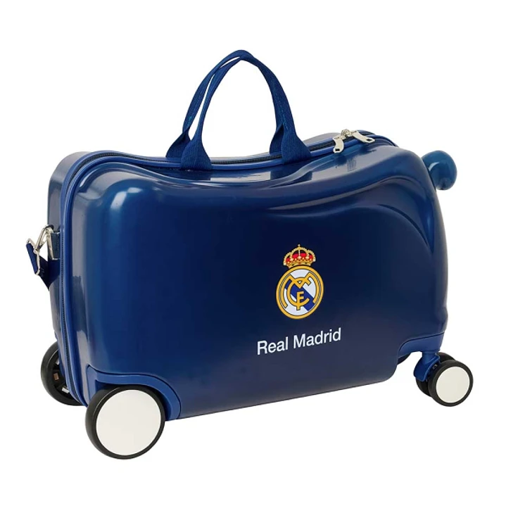 Safta Real Madrid Maleta Trolley Infantil - Reposapies - Bandolera Ajustable - Asas de Mano - Tiradores con Ranura para Candado - Interior Forrado - 4 1