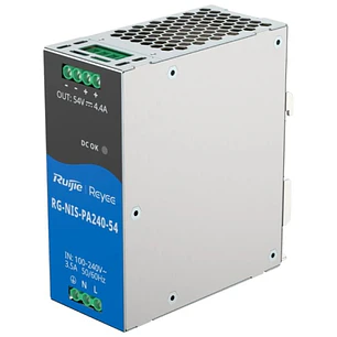 Ruijie RG-NIS-PA240-54 Fuente de Alimentacion Industrial - Potencia hasta 240W - Salida de 54V y 4.4A - Compatible con Riel Din - 240W - Color Acero