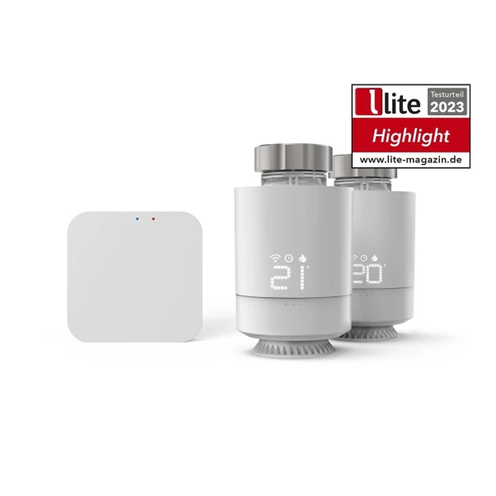 Hama Pack de 2 Termostatos de Radiador Inteligentes con Centralita - Temperatura Regulable - WLAN - Compatible con Asistente de Voz - Control con App  1