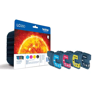 Brother LC980 Pack de 4 Cartuchos de Tinta Originales - LC980VALBP