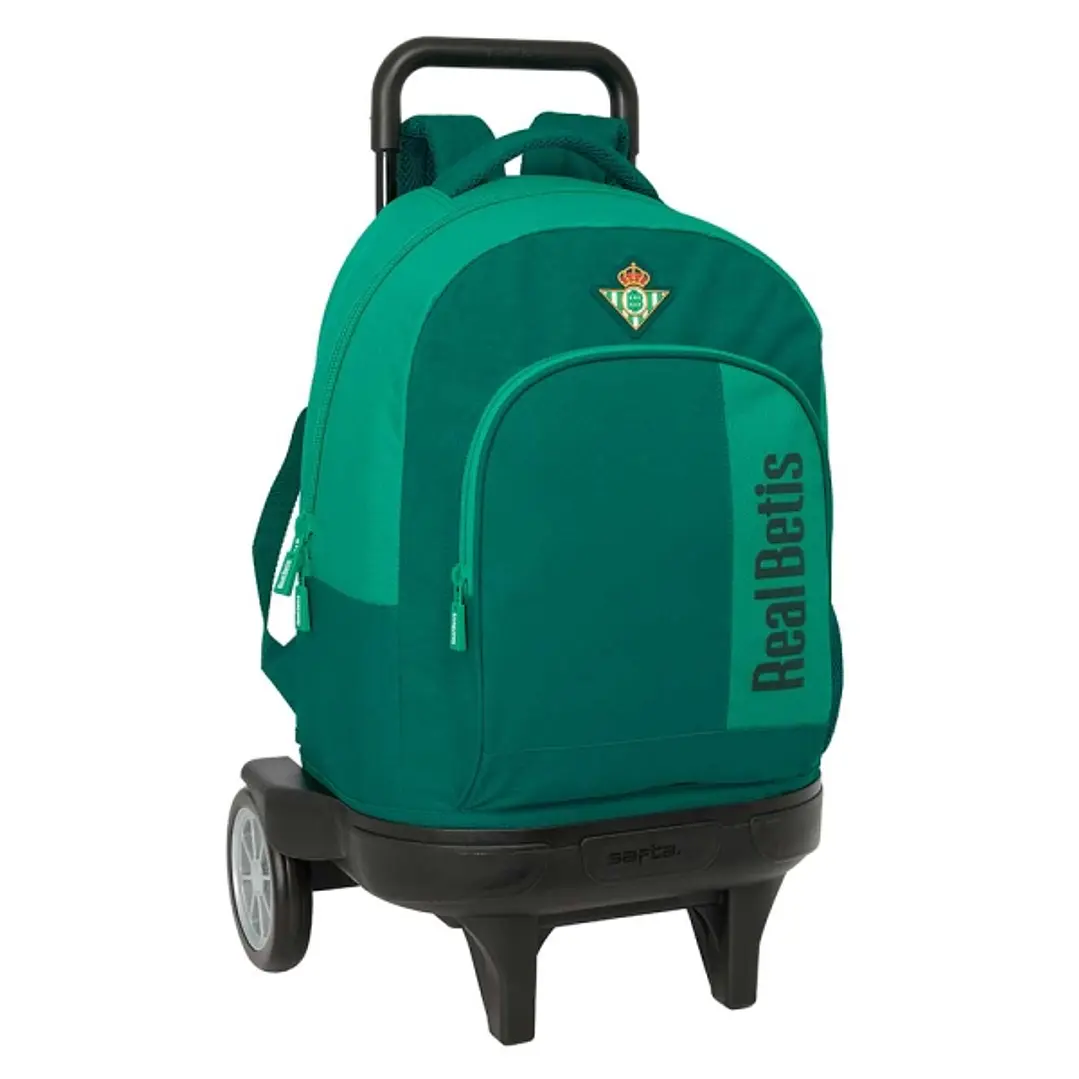 Safta Real Betis Balompie Mochila con Carro - Extraible - Bolsillo Frontal - Portabotellas - Tirador Doble - Hombreras Acolchadas - Tarjeta ID - Rueda 1