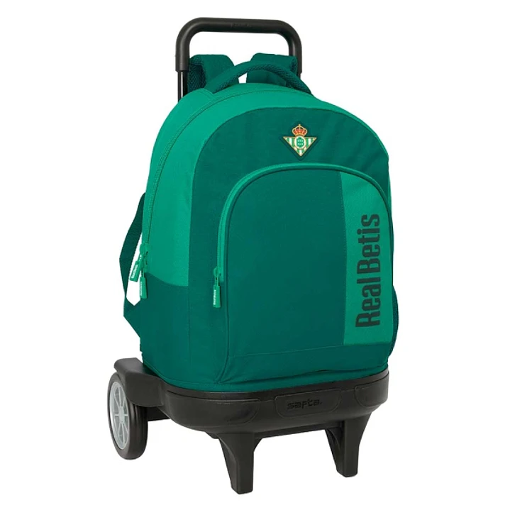 Safta Real Betis Balompie Mochila con Carro - Extraible - Bolsillo Frontal - Portabotellas - Tirador Doble - Hombreras Acolchadas - Tarjeta ID - Rueda 1
