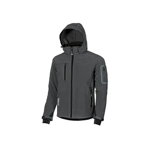 Upower Metropolis Soft Shell de Trabajo - Talla XL - Tejido Elastico Cortavientos, Transpirable, Resistente al Agua, Capucha Desmontable, Mangas Prefo