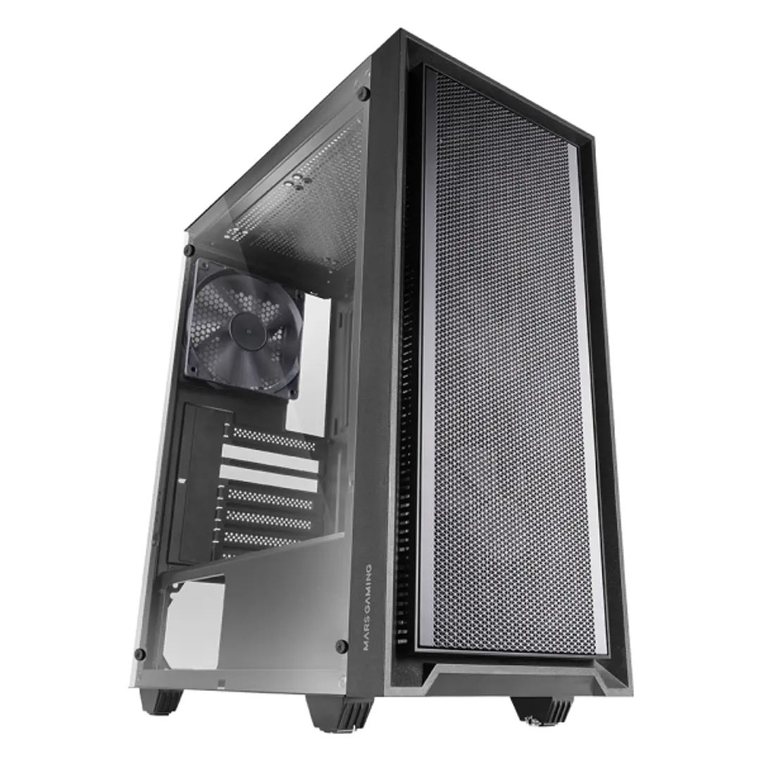 Mars Gaming MC-PMAX Caja Torre ATX - 4 Ventiladores FDB 120mm - Rejilla Frontal Metalica - Doble Camara - 7 Ranuras de Expansion - Color Negro 1