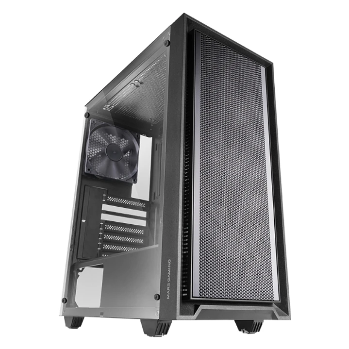 Mars Gaming MC-PMAX Caja Torre ATX - 4 Ventiladores FDB 120mm - Rejilla Frontal Metalica - Doble Camara - 7 Ranuras de Expansion - Color Negro 1