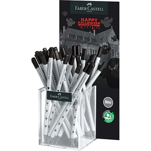Faber-Castell Expositor con 36 Lapices de Grafito HB Diseño Halloween - Mina Resistente a la Rotura - Cuerpo Decorado con Calaveras y Fantasmas