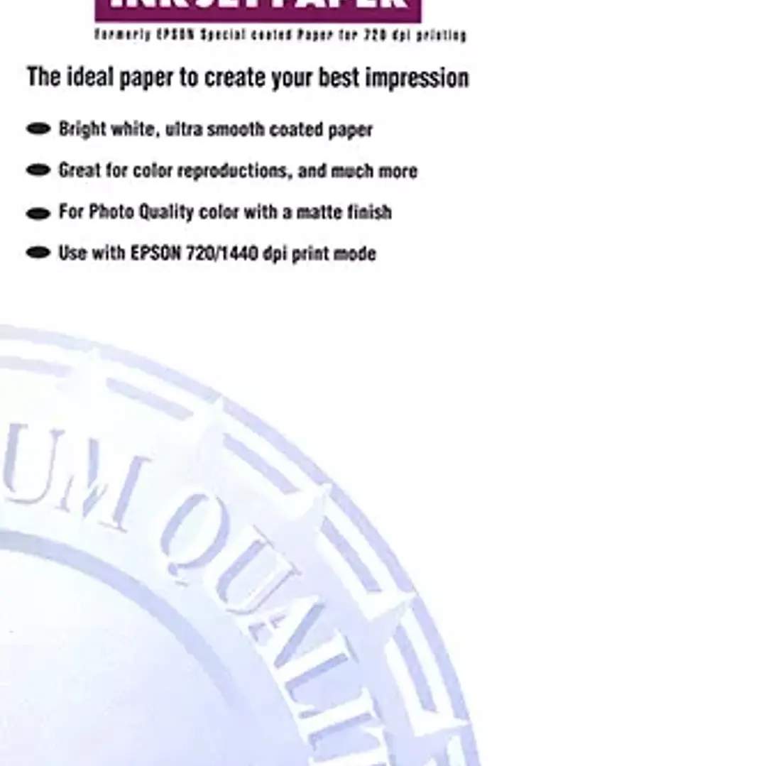 Epson Photo Quality Ink-Jet Pack de 100 Hojas de Papel Fotografico A3 Especial Ink-Jet 102g/m² - Acabado Mate - Color Blanco 1