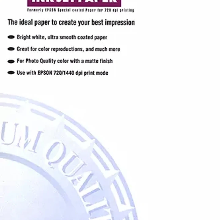 Epson Photo Quality Ink-Jet Pack de 100 Hojas de Papel Fotografico A3 Especial Ink-Jet 102g/m² - Acabado Mate - Color Blanco 1