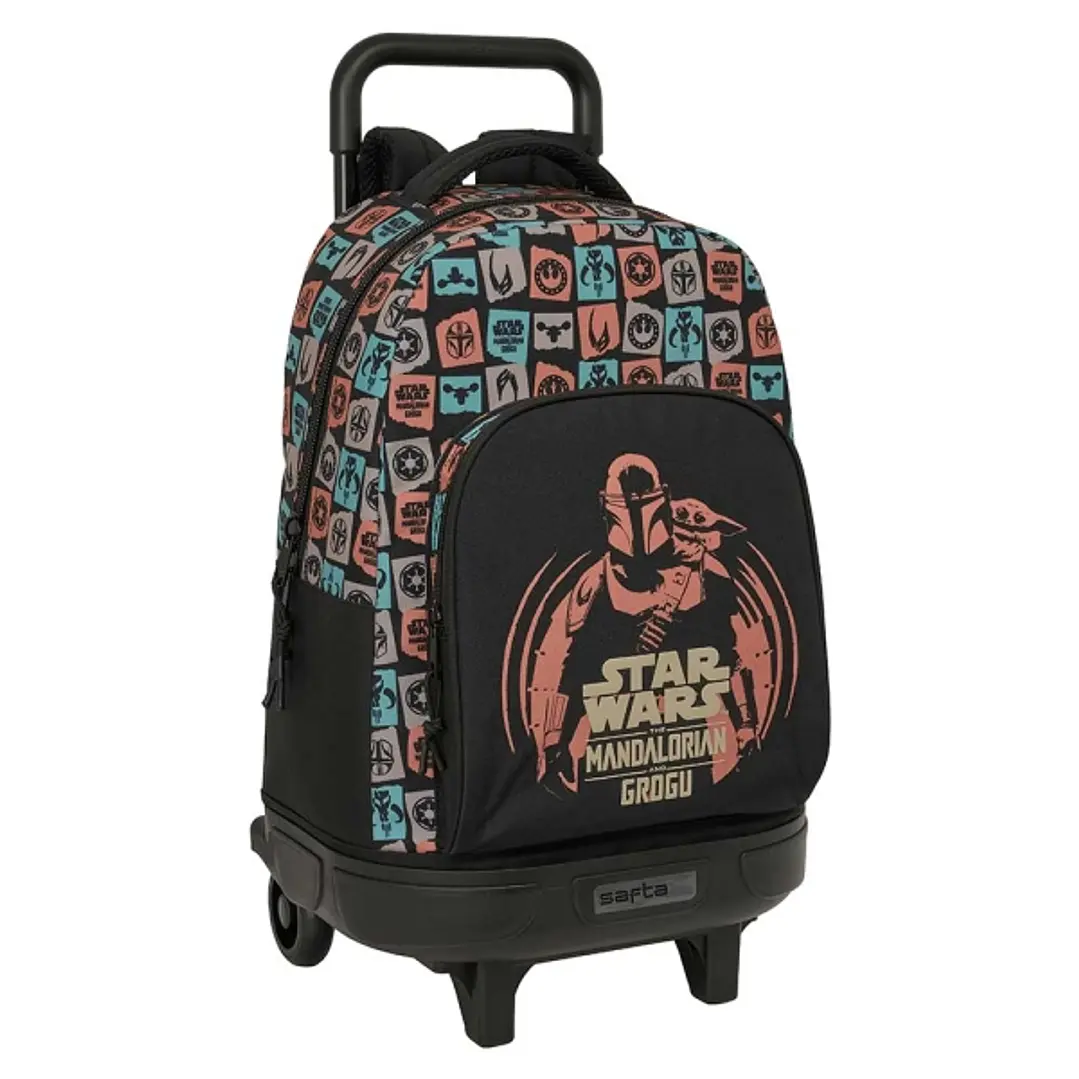 Safta Mandalorian and Grogu Mochila con Carro - Extraible - 33L - Portabotellas - Tarjeta de Identificacion Personal - Cremallera con Doble Tirador -  1