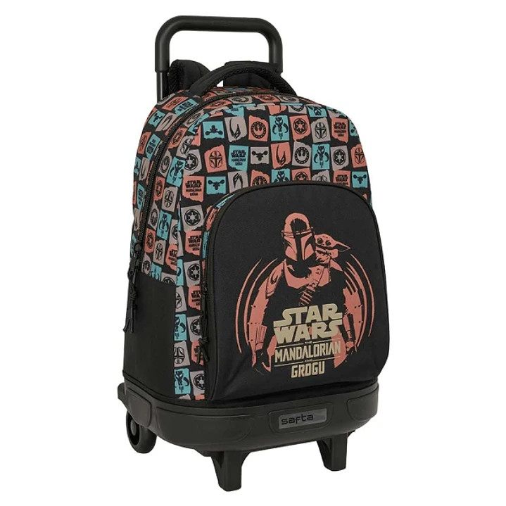 Safta Mandalorian and Grogu Mochila con Carro - Extraible - 33L - Portabotellas - Tarjeta de Identificacion Personal - Cremallera con Doble Tirador -  1