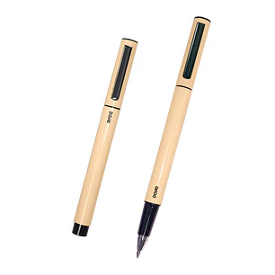Dohe Boligrafos de Metal Ligero - Cuerpo Ovalado Amarillo - Ergonomicos y Deslizamiento Perfecto - Capucha con Clip - Fabricados en Aluminio - Tinta A