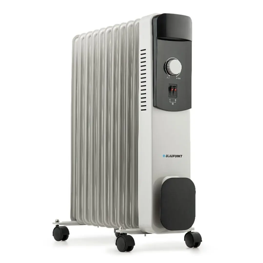 Blaupunkt Radiador de Aceite - Potencia 2500W - Termostato Regulable - Ruedas - Recogecable - Indicador Luminoso - Color Blanco y Negro 1