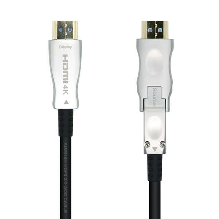 Aisens Cable HDMI V2.0 AOC (Active Optical Cable) Desmontable Premium Alta Velocidad / HEC 4K@60Hz 4:4:4 18Gbps - A/M-D/A/M - 30m - Color Negro 1