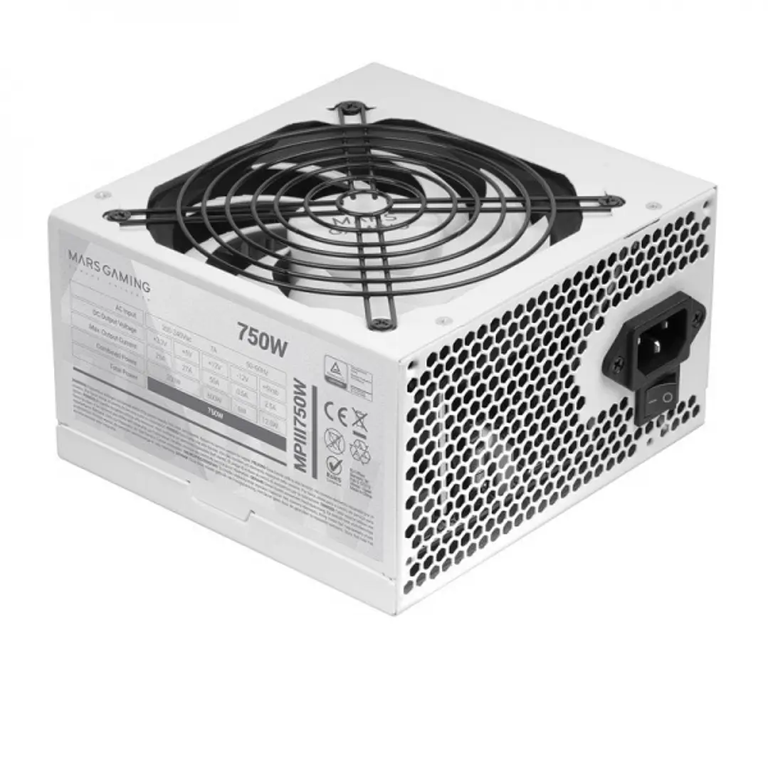 Mars Gaming MPIII MPIII750 Fuente de Alimentacion - Tecnologia AI-RPM - Eficiencia 99% DIGITAL APFC - Funcionamiento Silencioso - Proteccion Avanzada  1
