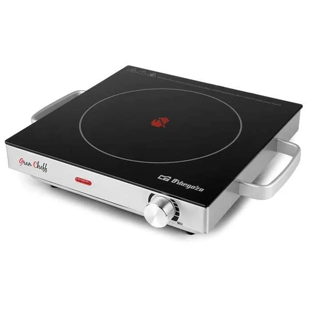 Orbegozo PCE 5000 Placa Vitroceramica Portatil - Potencia 2000W - Termostato Regulable - Superficie de Coccion 20.5cm - Segura y Eficiente 1