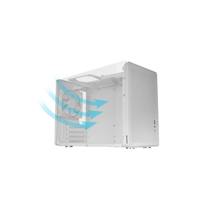 Mars Gaming MC-XPRO Minitorre Ultracompacta - Soporte MicroATX/Mini-ITX - Rejilla de Refrigeracion 360° - Ventilador Trasero de 120mm - 4 Ranuras de E 1