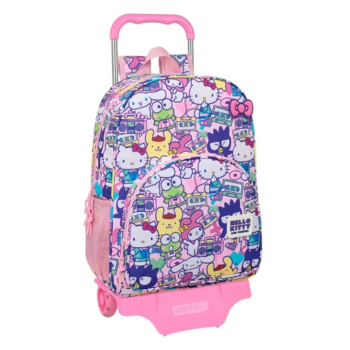 Safta Hello Kitty and Friends Mochila con Carro - Extraible - Portabotellas - Bolsillo Frontal - Cremallera con Doble Tirador - Asa de Mano - 33x42x14 1