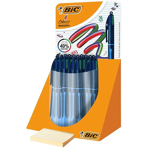 Bic 4 Colours Smooth Drop Expositor de 30 Boligrafos de Bola Retractil - Punta Media de 1.0mm - Escritura un 40% mas Suave - 4 Colores