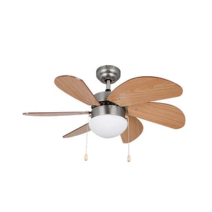 Orbegozo CP 15075 N Ventilador de Techo - con Plafon Incorporado - Diseño en Niquel y Madera - 3 Velocidades Reversibles - Sistema de Ventilacion Reve