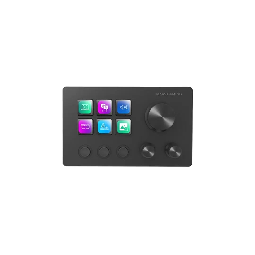 Mars Gaming MSD-TWO Dispositivo de Control para Retransmisiones/Streaming, Trabajo, Gaming - 6 Teclas LCD y 3 Botones - 3 Ruedas Multifuncionales - So 1